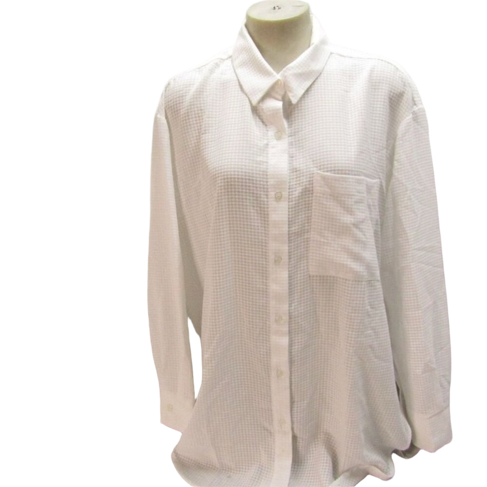 NEW JOSEPH RIBKOFF Women’s Textured Button Blouse – White Size 12 – Loose Fit